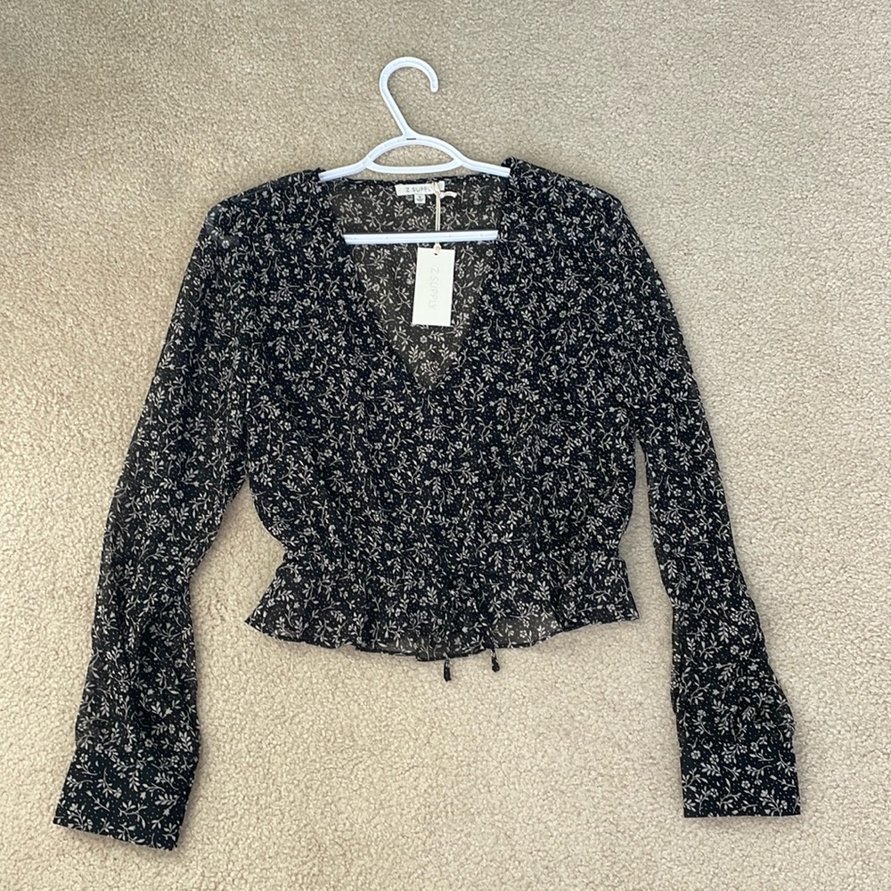 Z Supply blouse - sheer black and white - size small